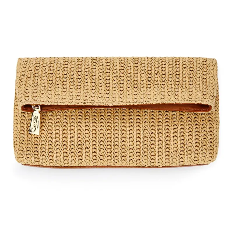 Wylie Fold-Over Metallic Clutch - WYLIE / 323 893 - Raffia sold by Jones Bootmaker