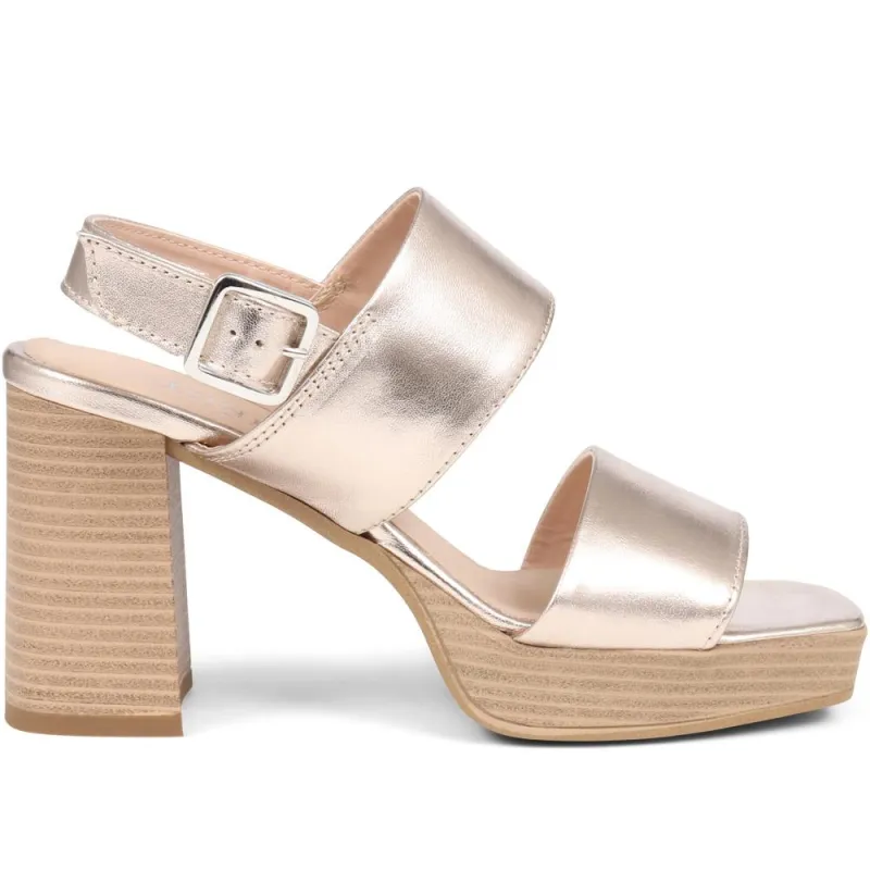 Diona Leather Platform Sandals - DIONA / 323 736 - Light Gold sold by Jones Bootmaker
