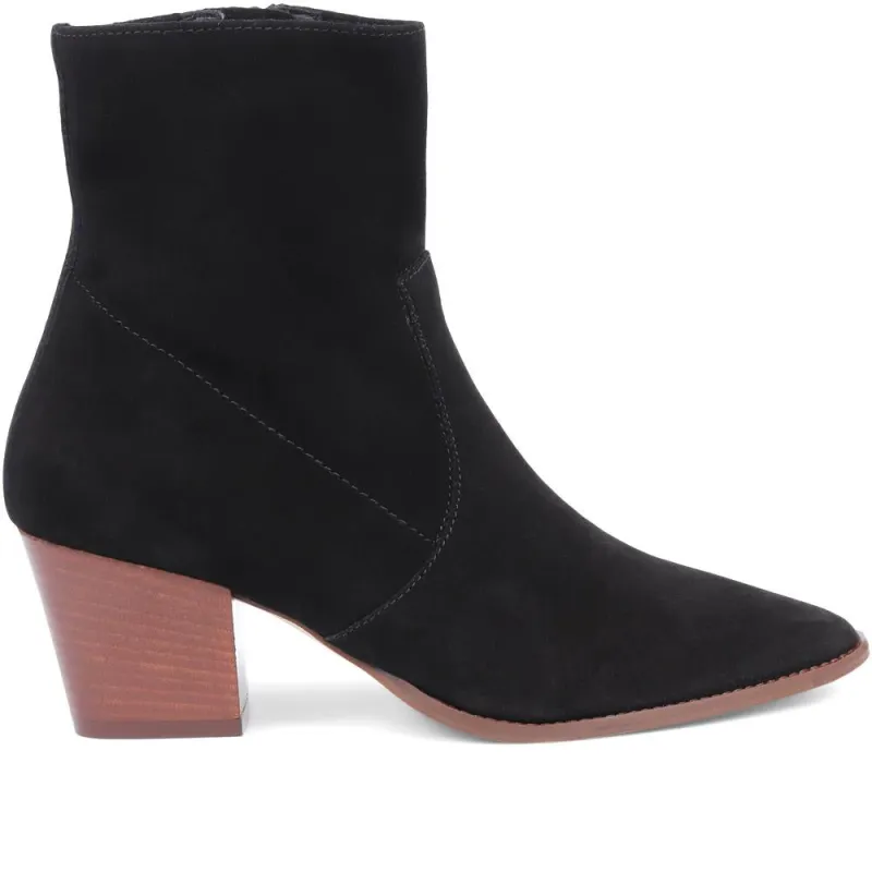 Kallie Suede Heeled Ankle Boots - KALLIE / 323 637 - Black sold by Jones Bootmaker