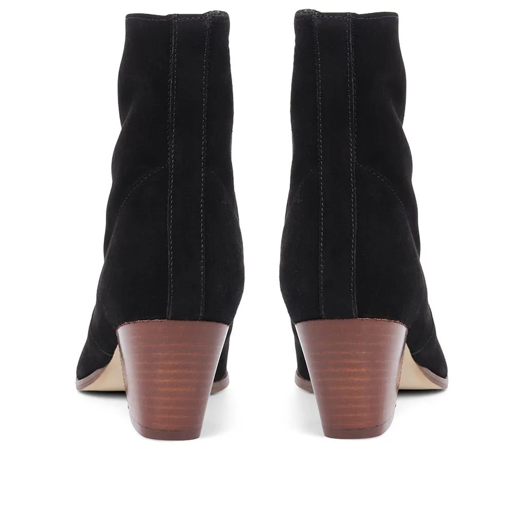 Kallie Suede Heeled Ankle Boots - KALLIE / 323 637 - Black sold by Jones Bootmaker product image thumbnail 3