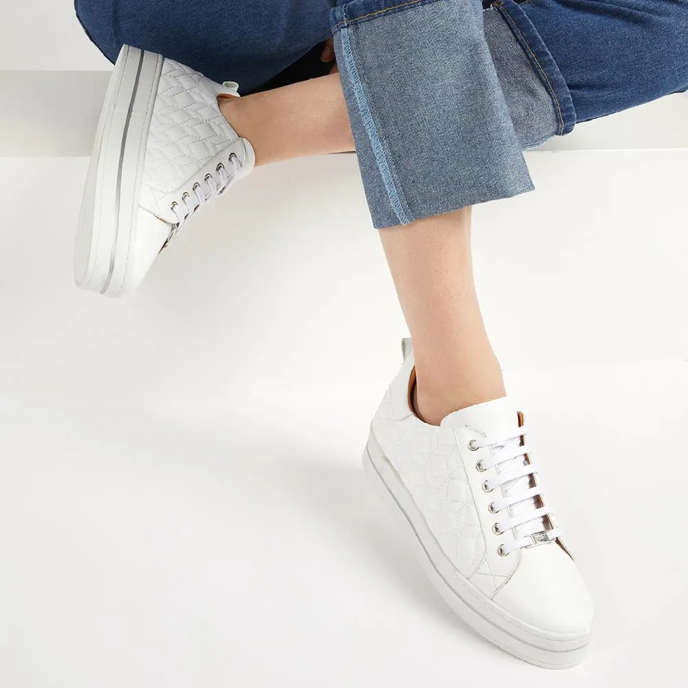 Alexandrite Leather Quilted Trainers - ALEXANDRITE / 323 645 - White sold by Jones Bootmaker product image thumbnail 5