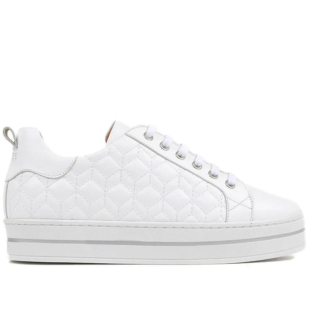 Alexandrite Leather Quilted Trainers - ALEXANDRITE / 323 645 - White sold by Jones Bootmaker