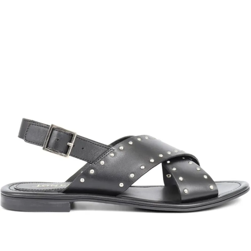 Elda Cross Over Studded Sandals - ELDA / 323 390 - Black sold by Jones Bootmaker