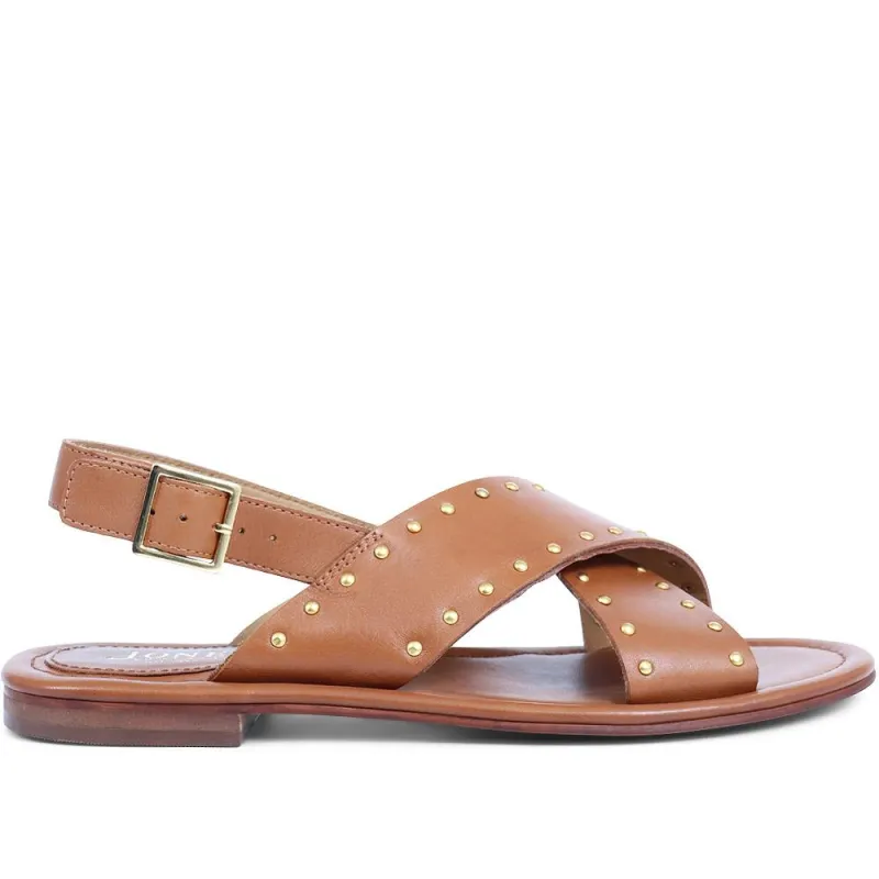 Elda Cross Over Studded Sandals - ELDA / 323 390 - Tan sold by Jones Bootmaker