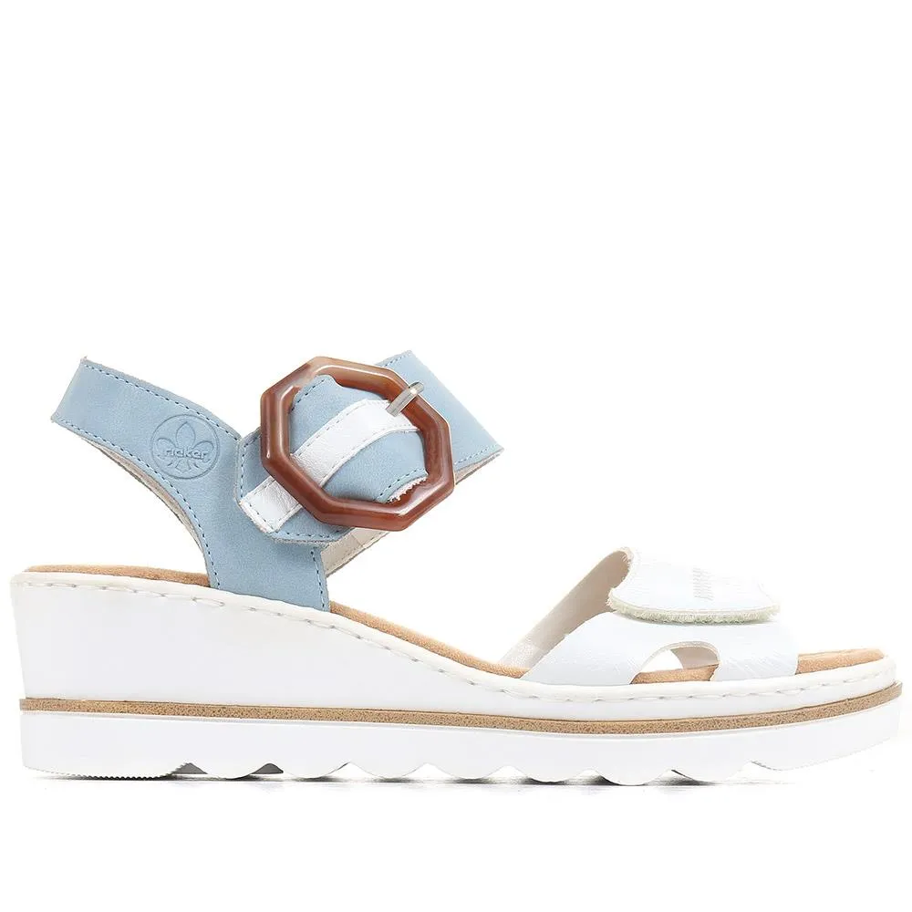 Dual-Fitting Wedge Sandals - RKR33521 / 319 715 - White-Blue sold by Jones Bootmaker