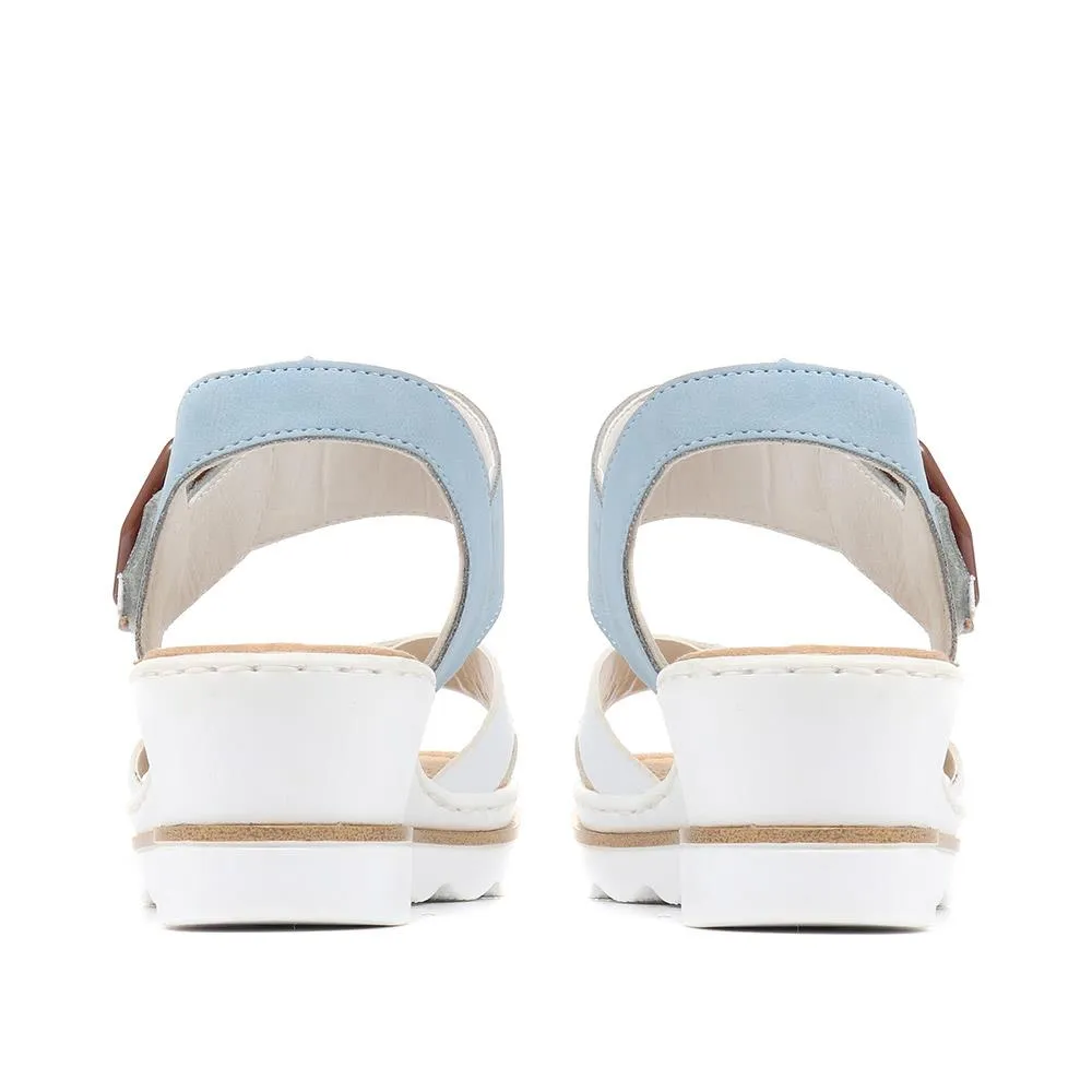 Dual-Fitting Wedge Sandals - RKR33521 / 319 715 - White-Blue sold by Jones Bootmaker product image thumbnail 3