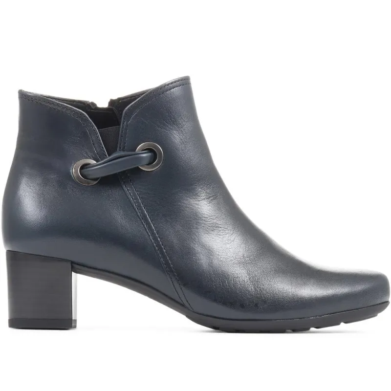 Keegan Heeled Leather Ankle Boots - GAB36544 / 323 038 - Navy sold by Jones Bootmaker