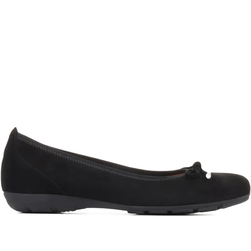 Leather Ballet Pumps - GAB36539 / 323 033 - Black Suede sold by Jones Bootmaker