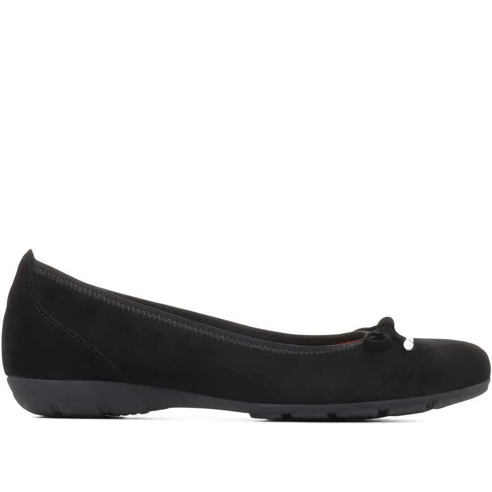 Ring Leather Ballet Pumps - GAB36539 / 323 033 - Black Suede sold by Jones Bootmaker
