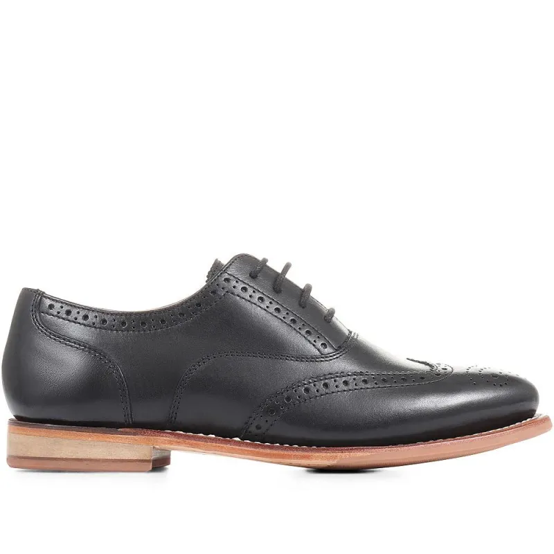 Kassandra Goodyear Welted Leather Brogues - KASSANDRA / 322 781 - Black sold by Jones Bootmaker