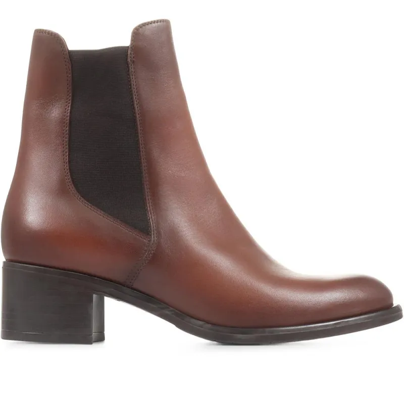 Doria Heeled Leather Chelsea Boots - DORIA / 322 365 - Tan sold by Jones Bootmaker