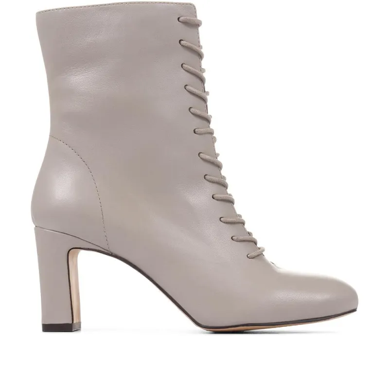 Lenore Heeled Leather Ankle Boots - LENORE / 322 353 - Grey sold by Jones Bootmaker