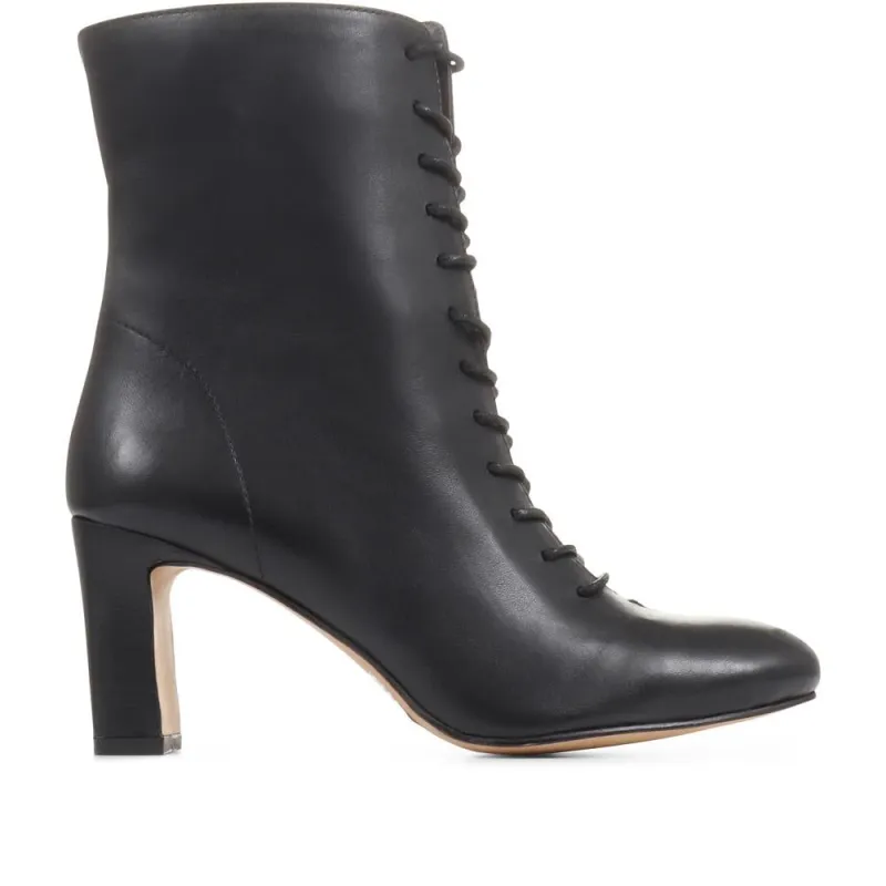 Lenore Heeled Leather Ankle Boots - LENORE / 322 353 - Black sold by Jones Bootmaker