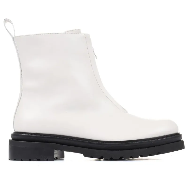 Lanie Zip Up Chunky Boots - LANIE / 322 352 - White sold by Jones Bootmaker