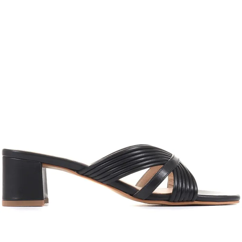 Larinda Block Heel leather Mules - LARINDA / 322 281 - Black sold by Jones Bootmaker