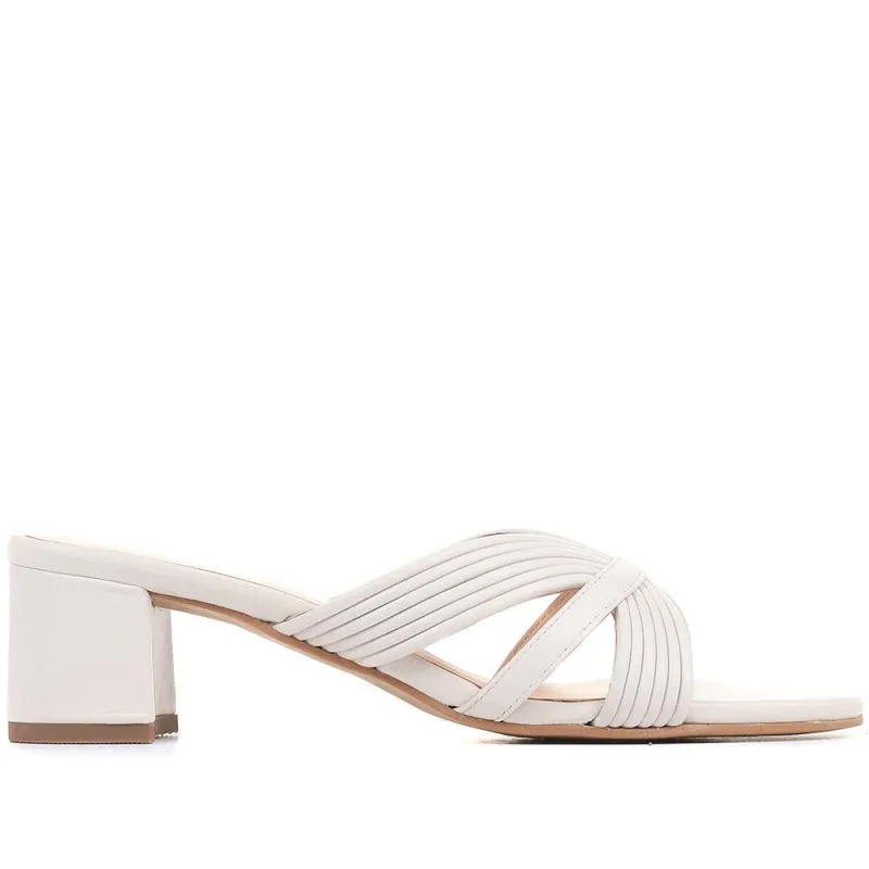 Larinda Block Heel leather Mules - LARINDA / 322 281 - Off White sold by Jones Bootmaker