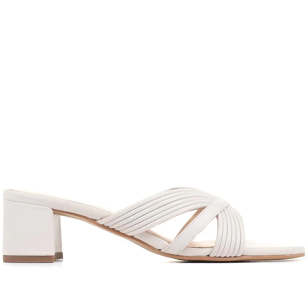 Larinda Block Heel leather Mules - LARINDA / 322 281 - Off White sold by Jones Bootmaker