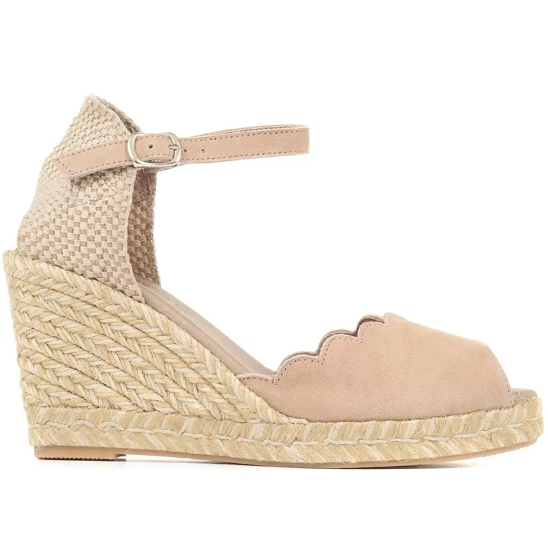 Alejandra Espadrille Wedge Sandals - ALEJANDRA / 322 055 - Sand Suede sold by Jones Bootmaker