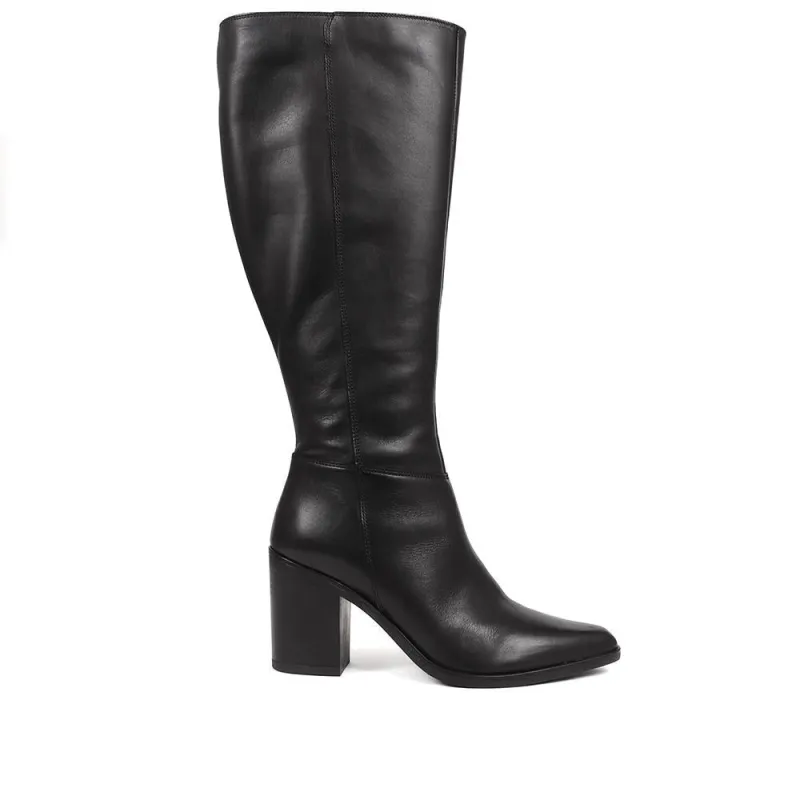 Cagliari Wide Calf Fit Knee-High Boots - CAGLIARIL / 321 032 - Black sold by Jones Bootmaker