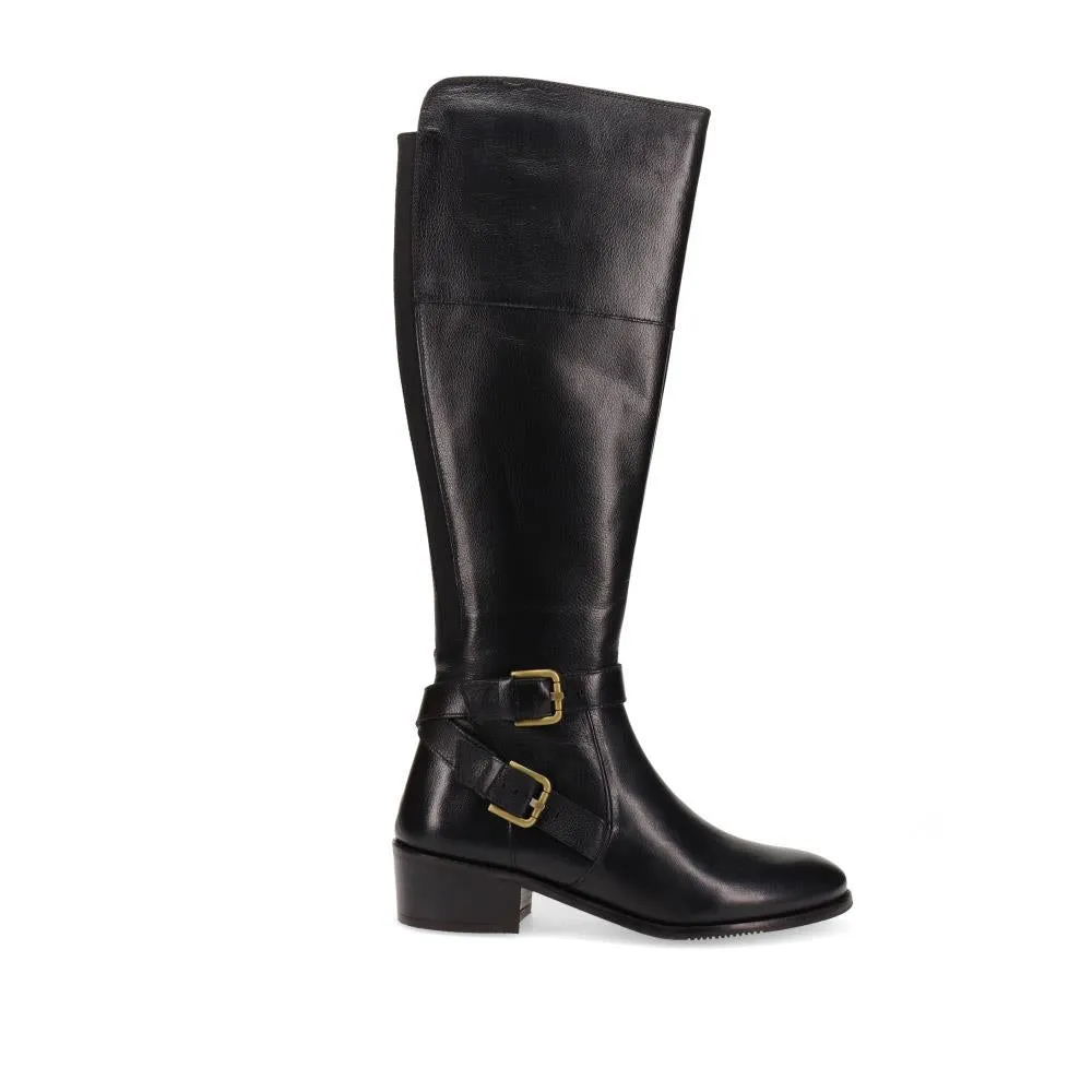 Phoebe Wide Calf Fit Leather Knee Boots - PHOEBEW / 320 896 - Black sold by Jones Bootmaker