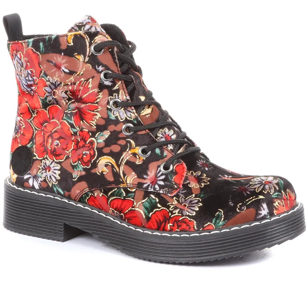 Floral Lace Up Boots - RKR34512 / 320 674 - Floral sold by Jones Bootmaker product image thumbnail 2