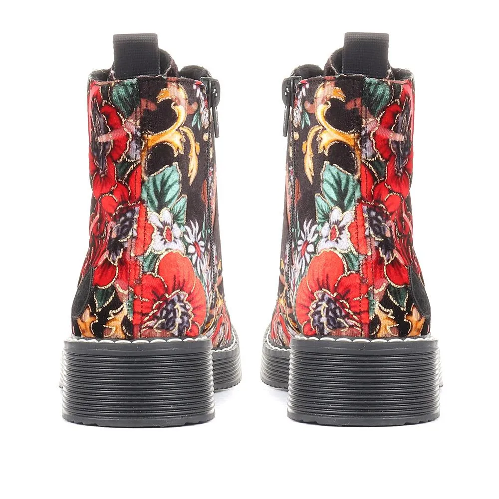 Floral Lace Up Boots - RKR34512 / 320 674 - Floral sold by Jones Bootmaker product image thumbnail 3