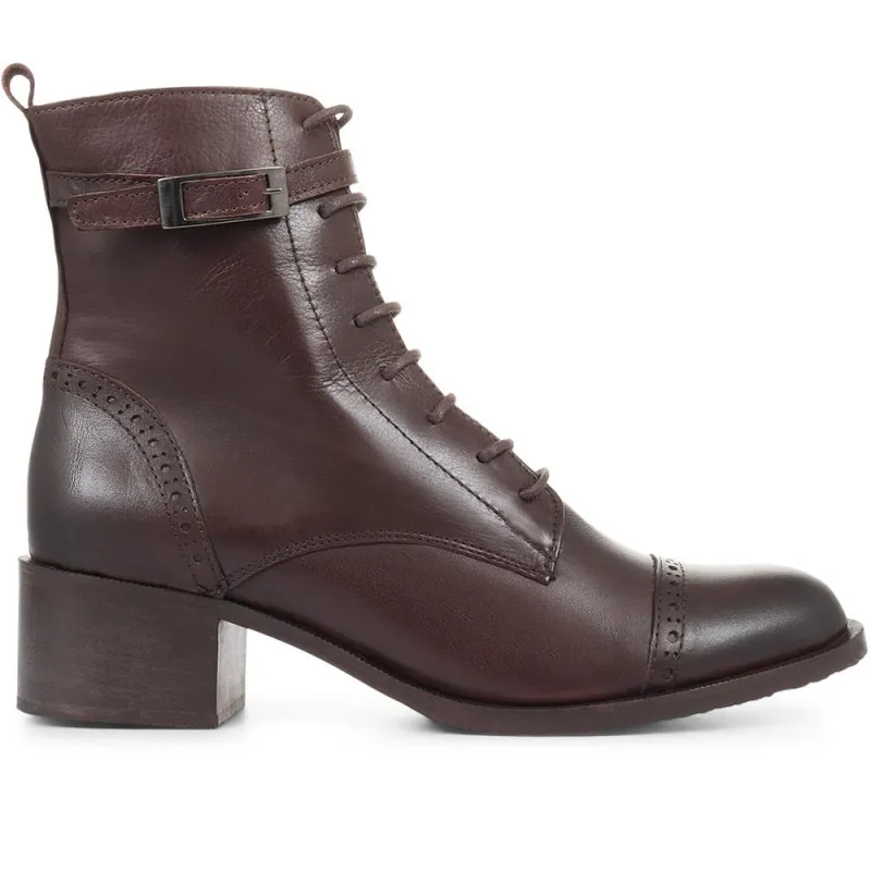 Madie Heeled Leather Ankle Boots - MADIE / 320 433 - Chocolate sold by Jones Bootmaker