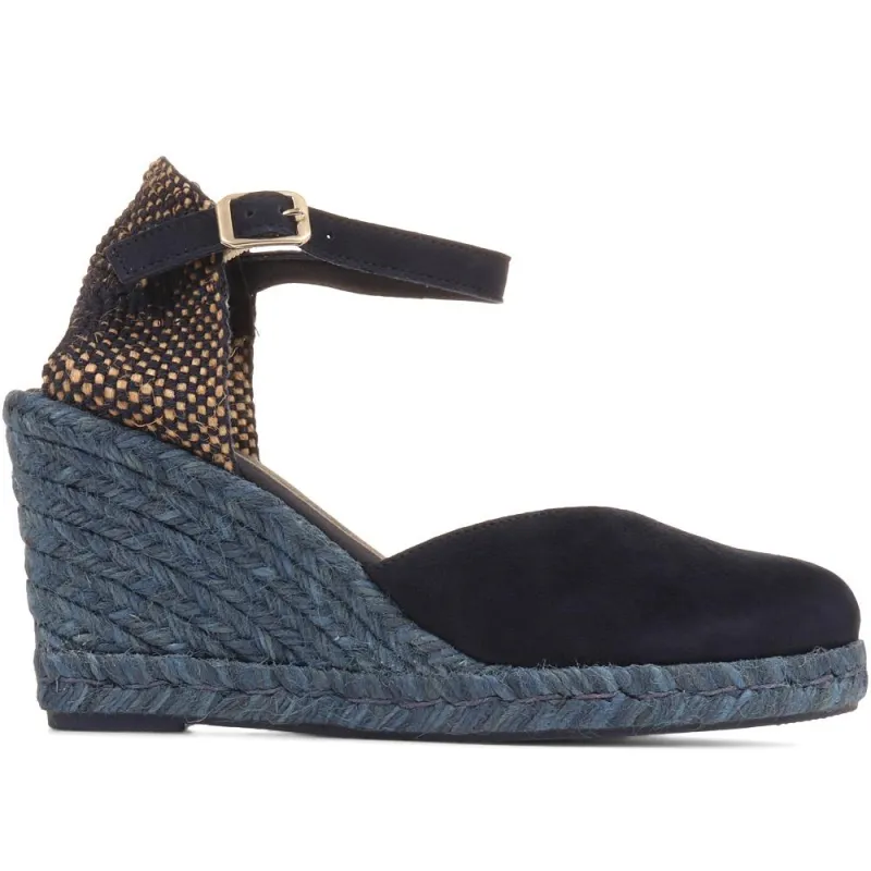 Arabella Wedge Sandals - ARABELLA / 320 169 - Navy Suede sold by Jones Bootmaker
