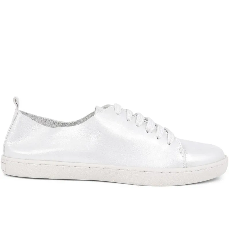 Midwood Women's Leather Trainers - MIDWOOD / 320 084 - Silver sold by Jones Bootmaker