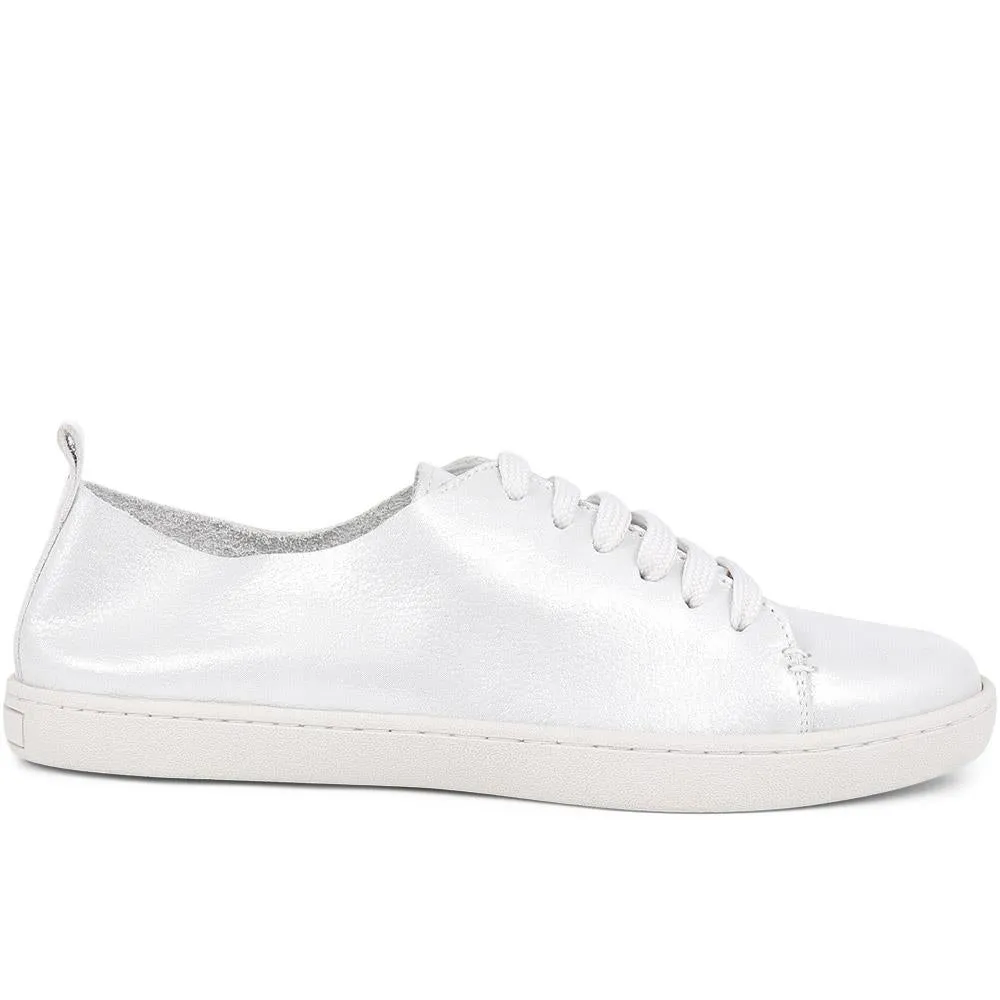 Midwood Women's Leather Trainers - MIDWOOD / 320 084 - Silver sold by Jones Bootmaker