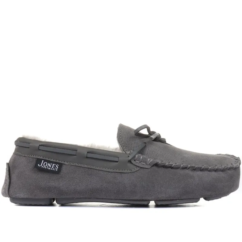 Dallas Sheepskin Lined Slippers - DALLAS / 319 283 - Charcoal sold by Jones Bootmaker