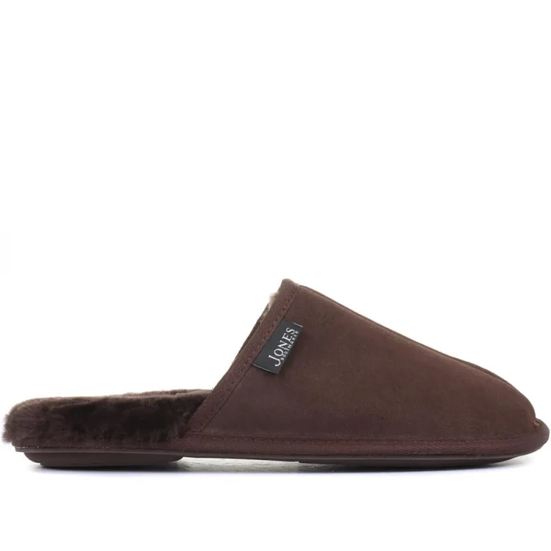 Men's Sheepskin Lined Slippers - DALBY / 319 282 - Brown sold by Jones Bootmaker