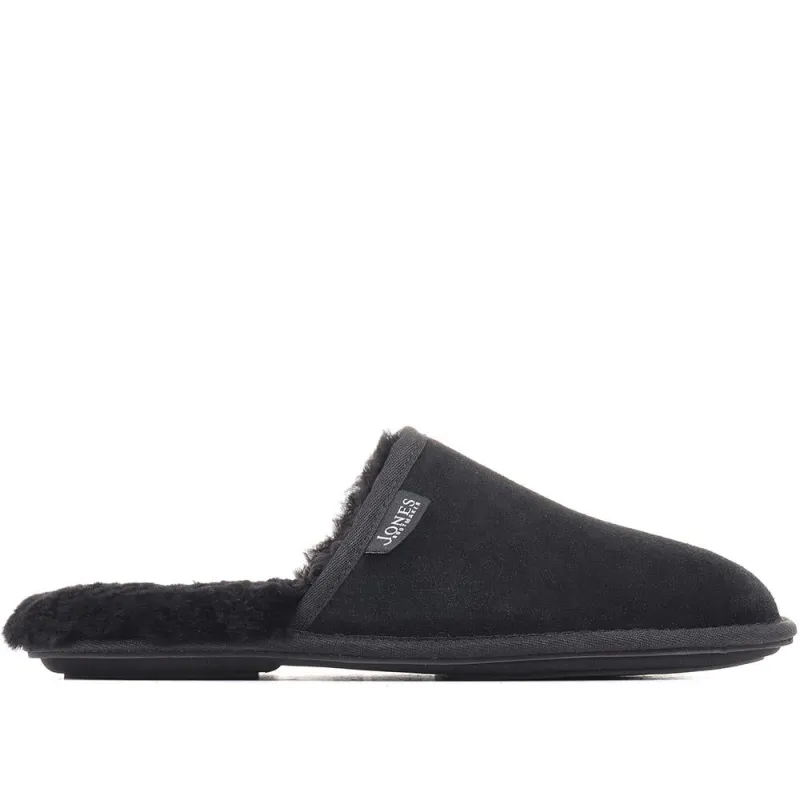 Men's Sheepskin Lined Slippers - DALBY / 319 282 - Black sold by Jones Bootmaker