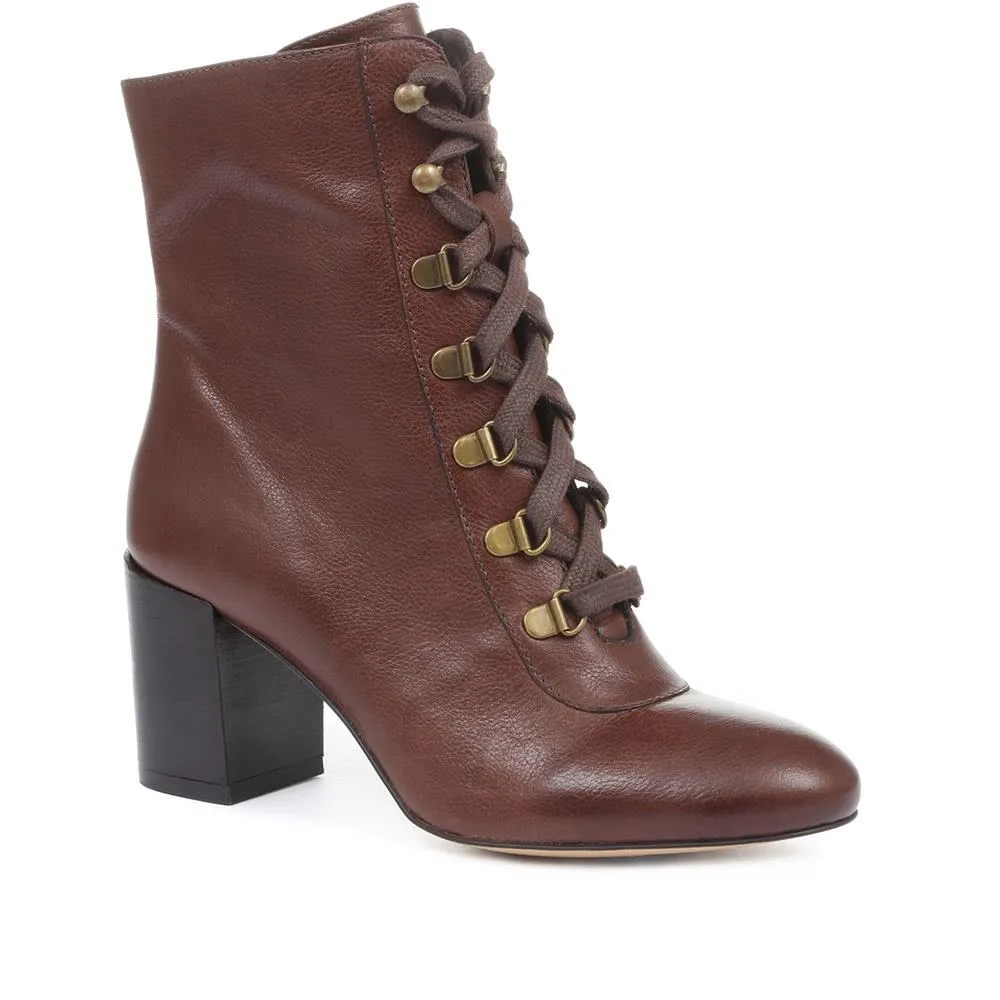 Liana Lace-Up Heeled Ankle Boots - LIANA / 319 203 - Tan Leather sold by Jones Bootmaker product image thumbnail 2