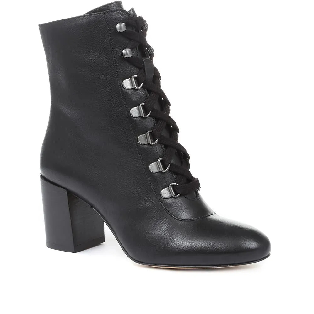 Liana Lace-Up Heeled Ankle Boots - LIANA / 319 203 - Black Leather sold by Jones Bootmaker product image thumbnail 2