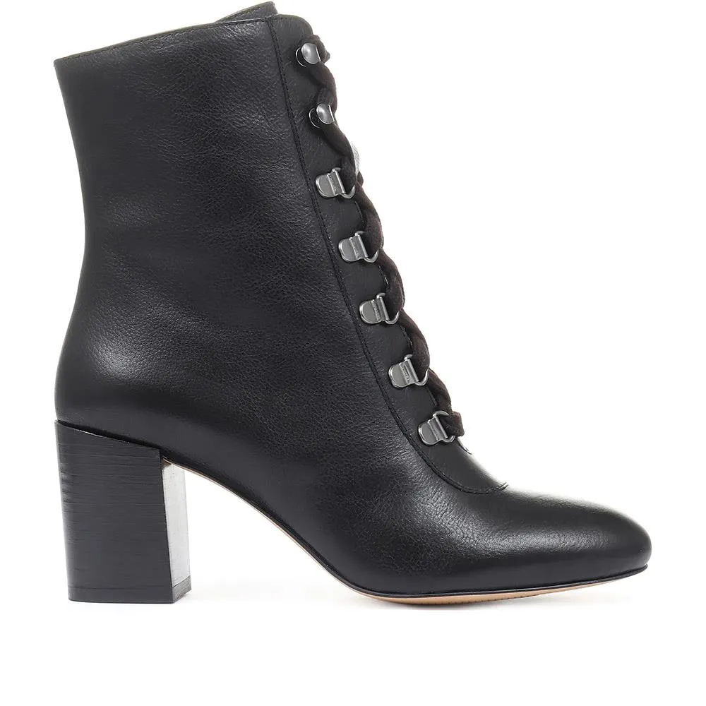 Liana Lace-Up Heeled Ankle Boots - LIANA / 319 203 - Black Leather sold by Jones Bootmaker