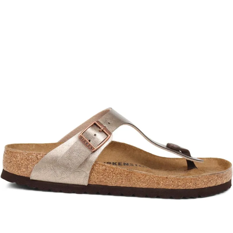 Birkenstock Gizeh Toe Post Sandals  - BIRK29507 / 314 728 - Metallic Beige sold by Jones Bootmaker