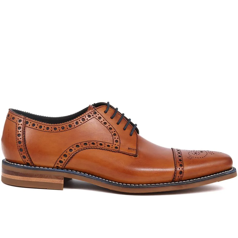 Foley Calf Leather Derby Brogue - FOLEY / 27254229 - Tan sold by Jones Bootmaker