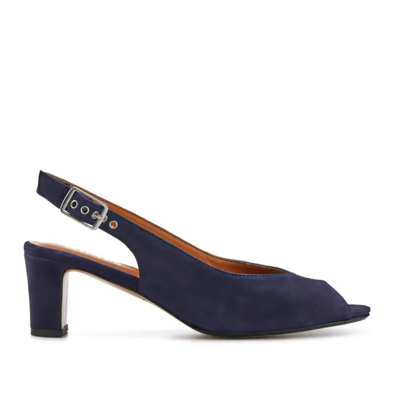 Xiomara Leather Slingback Court Shoes - XIOMARA / 327 552 - Navy Suede sold by Jones Bootmaker