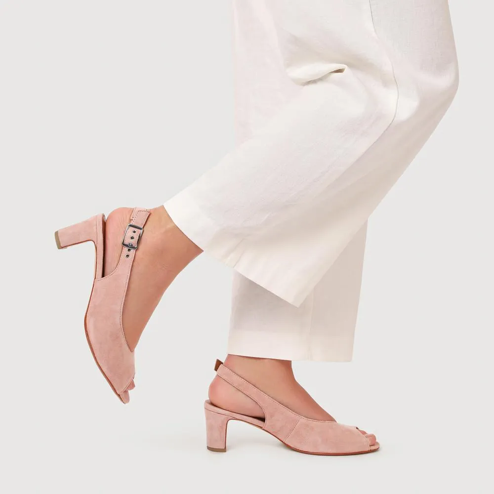 Xiomara Leather Slingback Court Shoes - XIOMARA / 327 552 - Blush Suede sold by Jones Bootmaker product image thumbnail 4