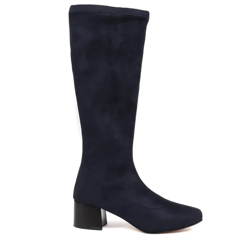 Louella Knee-High Leather Boots - LOUELLA / 324 246 - Navy sold by Jones Bootmaker