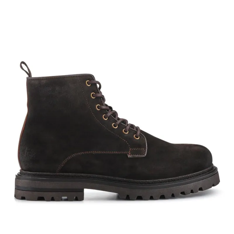 Elias Leather Lace-Up Boots - ELIAS / 328 080 - Dark Brown Suede sold by Jones Bootmaker
