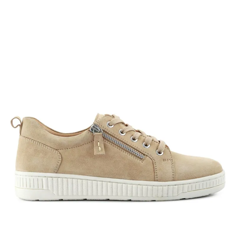Azure Leather Wide-Fit Trainers - AZURE / 327 234 - Beige sold by Jones Bootmaker