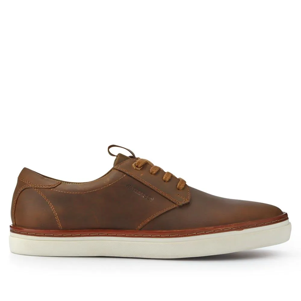 Cushioned Leather Lace-Up Trainers - HARWICH / 326 972 - Tan sold by Jones Bootmaker