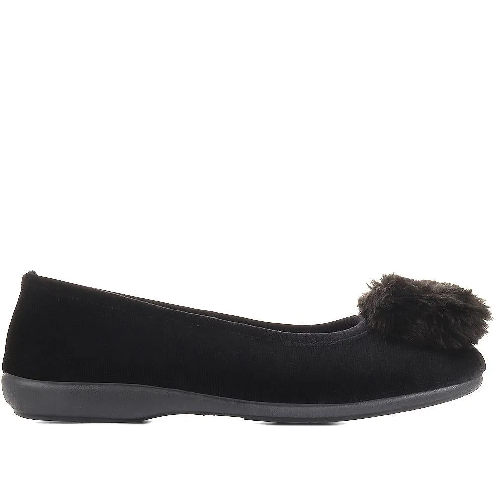 Erika Pom Pom Slippers - ERIKA / 322 776 - Black sold by Jones Bootmaker