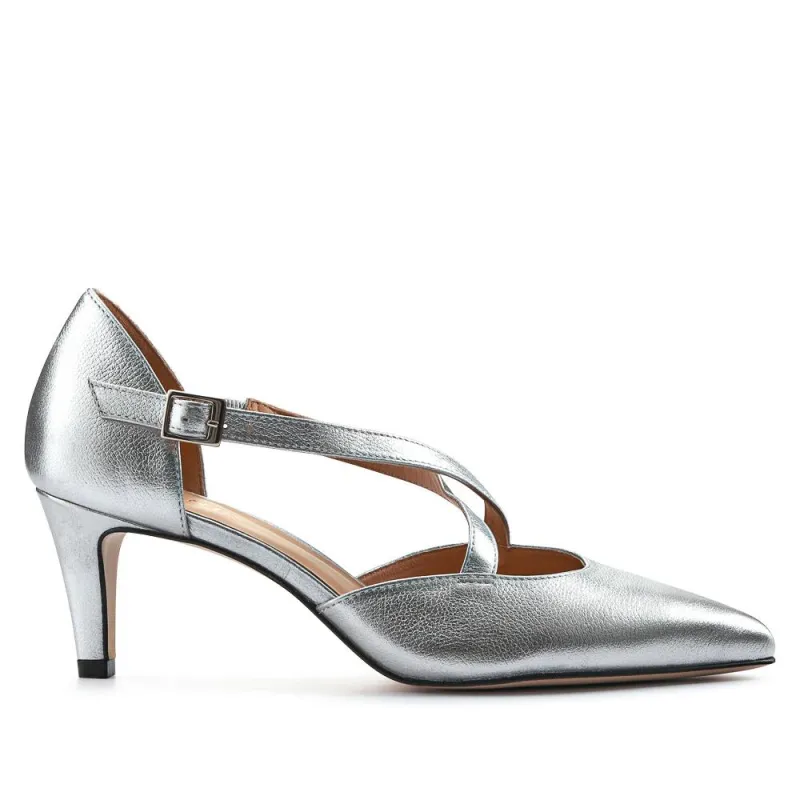 Ysa Leather Stiletto-Heeled Court Shoes - YSA / 327 455 - Silver Metallic sold by Jones Bootmaker