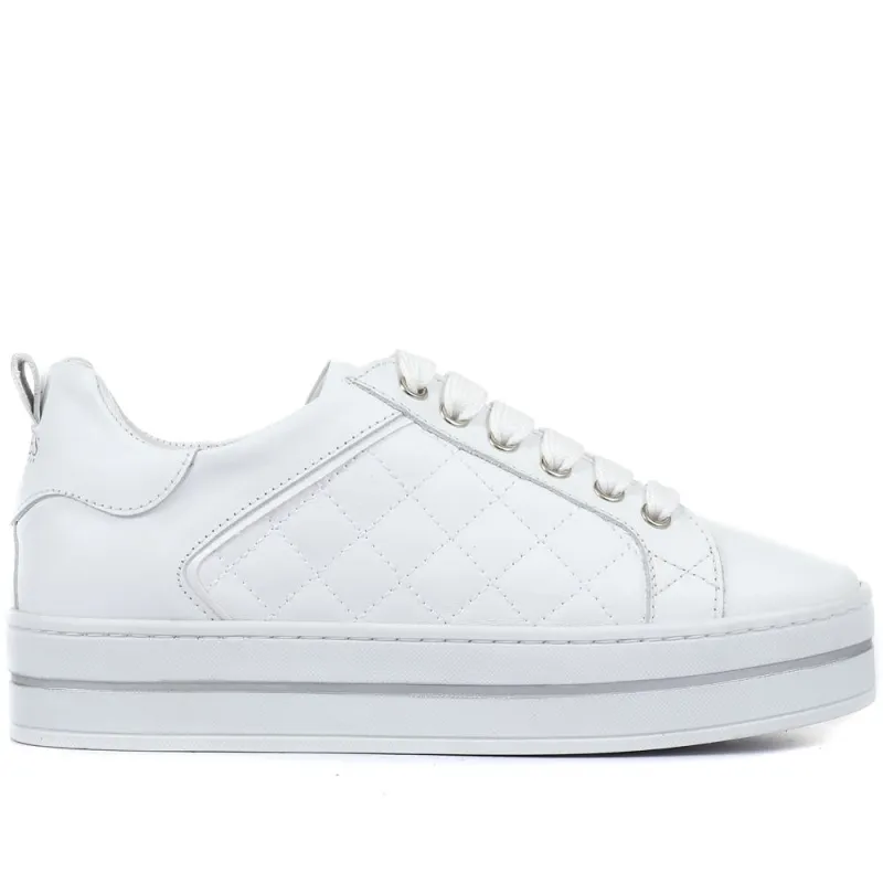 Arielle Leather Trainers - ARIELLE / 320 231 - White sold by Jones Bootmaker