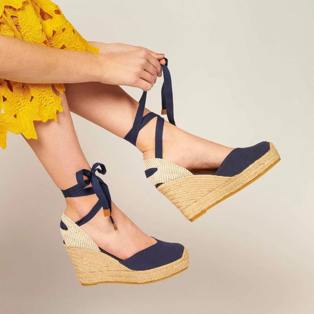 Alyssa Wedge Espadrille Sandals - ALYSSA / 320 328 - Navy sold by Jones Bootmaker product image thumbnail 5