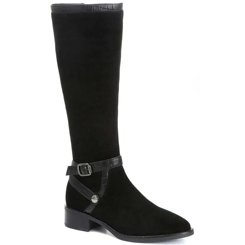 Leather Flat Pointed Riding Boot - CARM30520 / 316 579 - Black Suede sold by Jones Bootmaker product image thumbnail 2