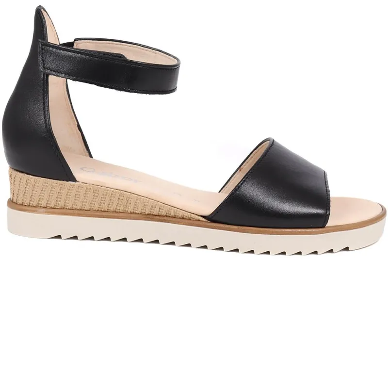 Leather Wedge Sandals  - GAB39504 / 325 077 - Black sold by Jones Bootmaker